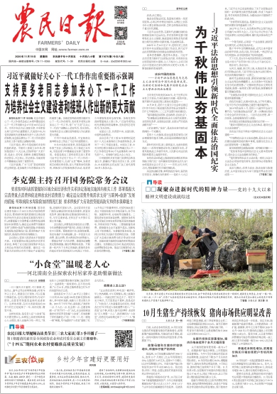报名：农民日报 版次：第001版：版名：要闻 日期：20201119